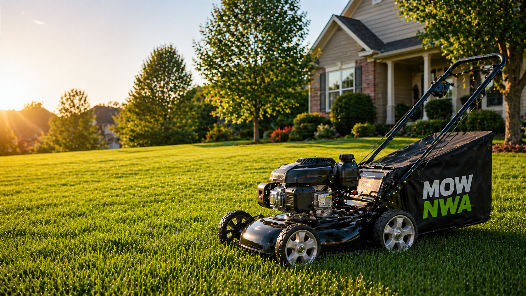 Freshly mowed Northwest Arkansas lawn